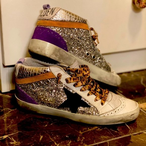 GGDB midstars 37/38/39 purple glitter w/ leopard laces - Picture 1 of 7